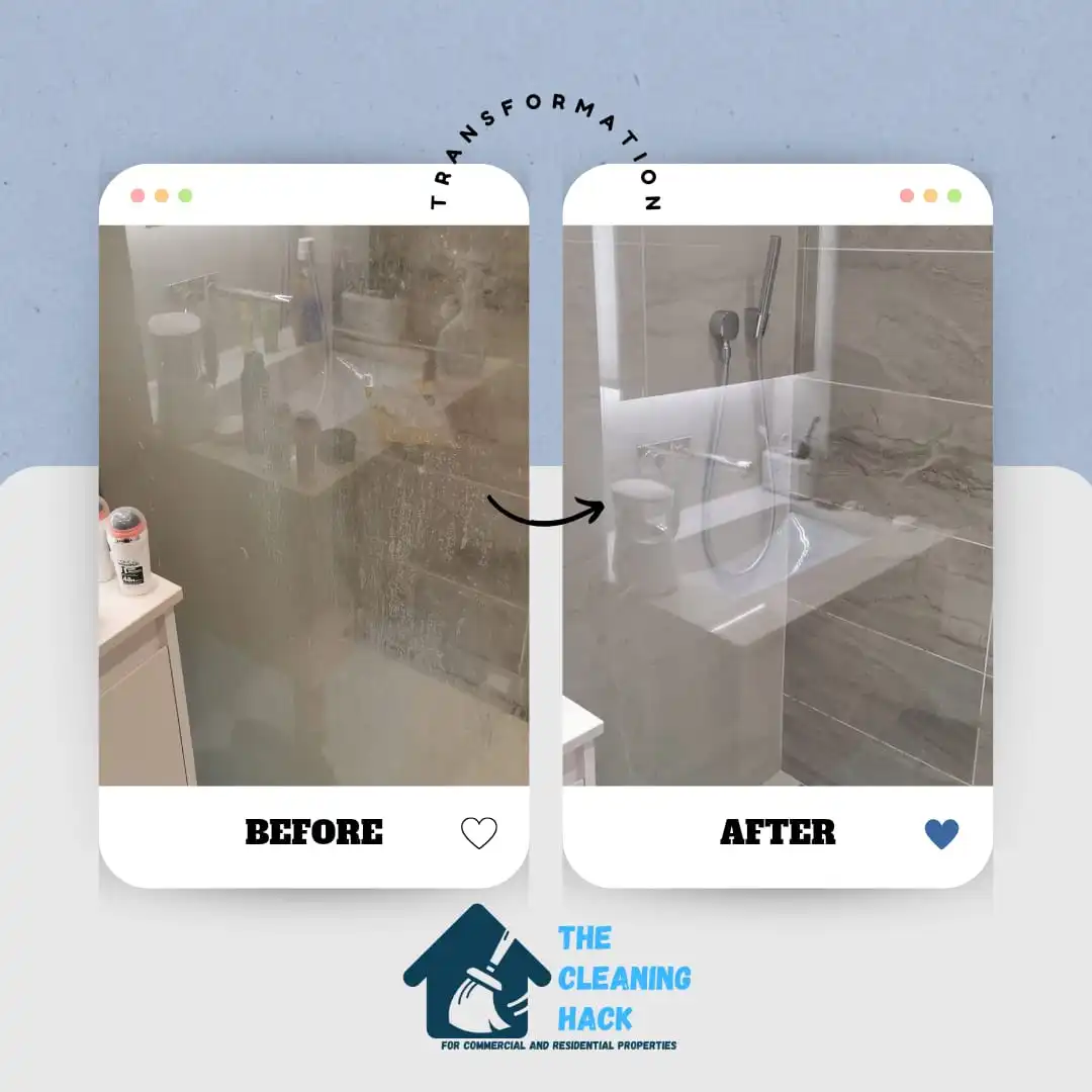 Before and after photos of bathroom clean