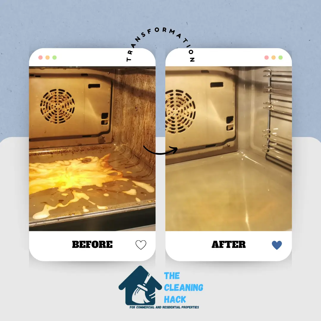 Before and after photos of oven clean