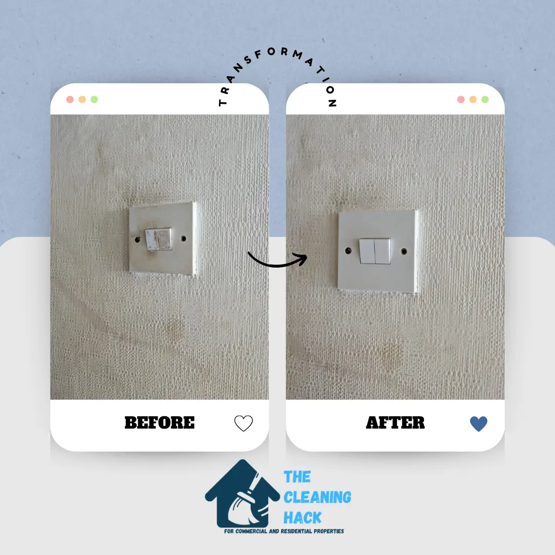 Before and after photos of light-switch clean